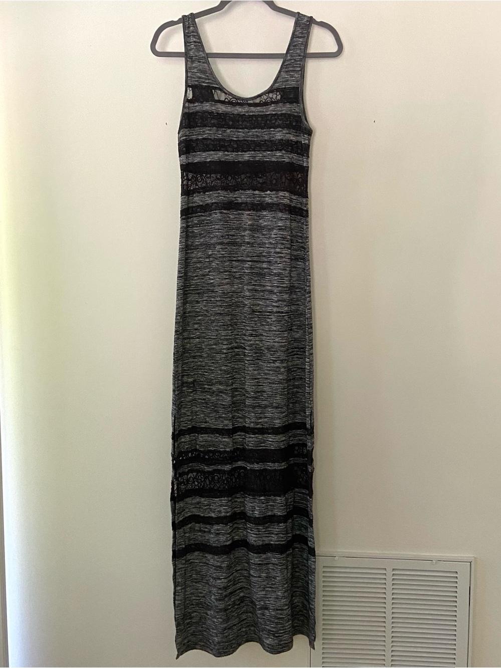 Free People Hazy Daze Lace Knit Maxi Dress Size S Boho Beach Whimsigoth Dark